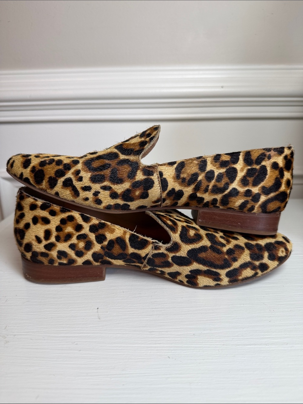 Jack Rogers Audrey Leopard Print Haircalf Loafer Flats Shoes Size 8 - Picture 8 of 9